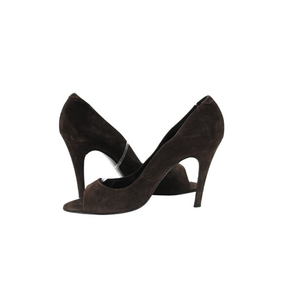 Pierre Hardy Women Open Toe Pumps Size US9.5 EU39.5 Brown Suede 100mm Heels - Picture 9 of 10